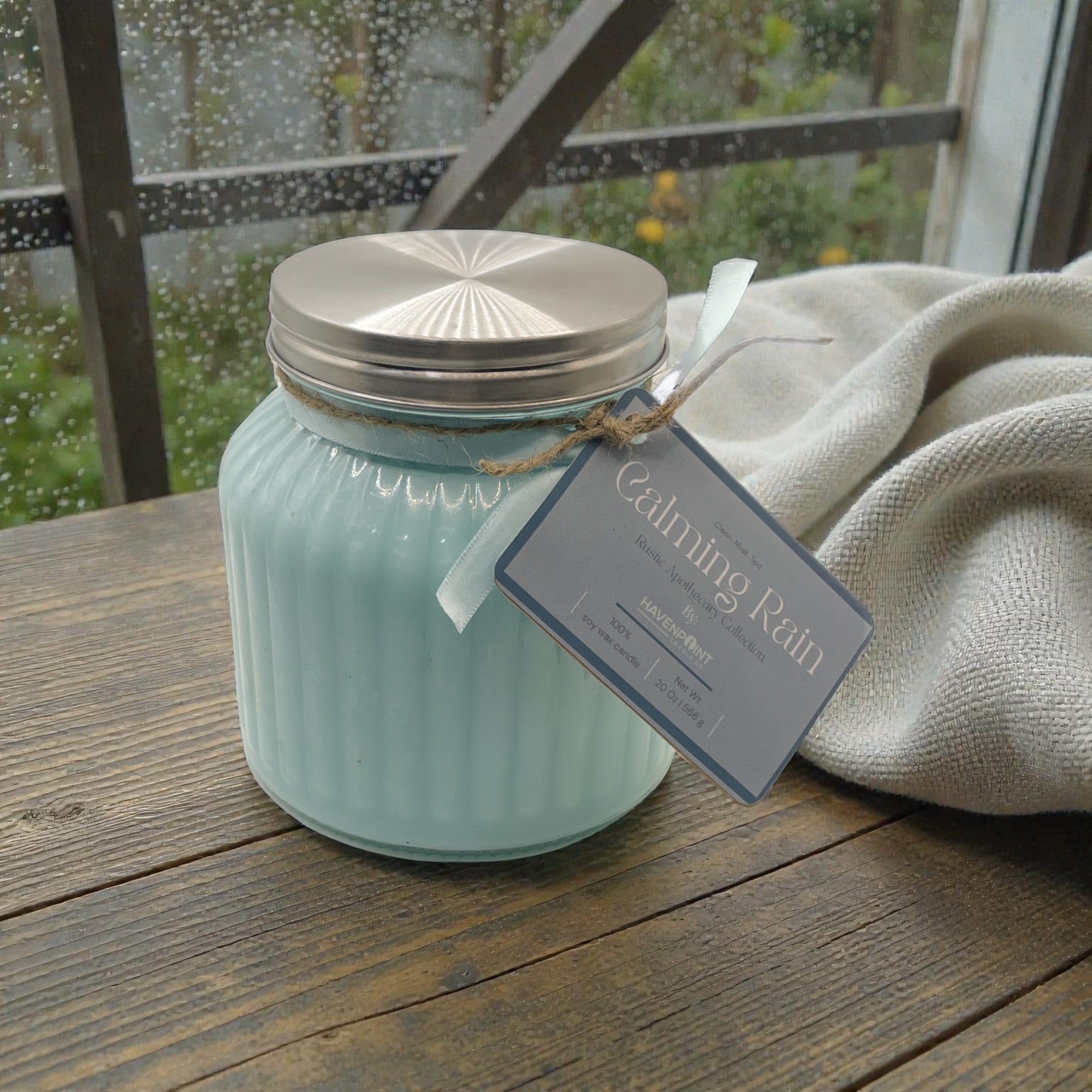 Calming Rain – Rustic Hand Poured Candle