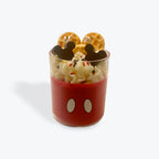 Cup with ice cream and waffles shaped like Mickey Mouse on a white background